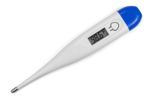 Electronic body thermometer. Healthy temperature. Fahrenheit